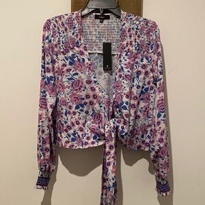 Lulu's Purple and Blue Floral Blouse